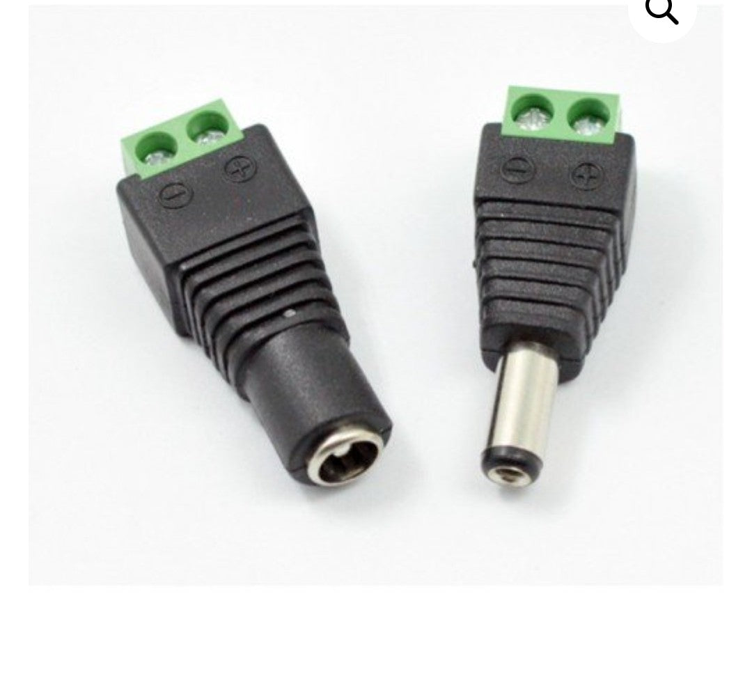 Male and female connector with screw terminal